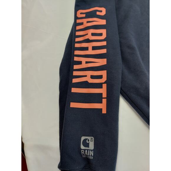 Carhartt Mens Rain Defender Fleece Lined Graphic Full Zip Sweatshirt Navy XL - Picture 10 of 12